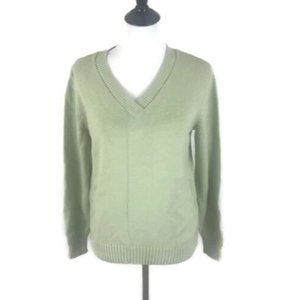 Karen Scott Women's Sweater Cotton V Neck Long Sleeve Size Small Green